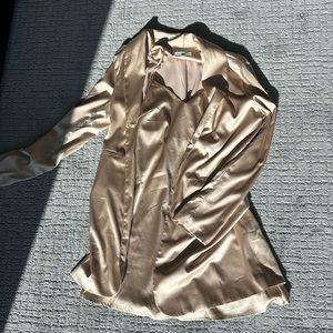 Hazel and Olive satin champagne dress and blazer set